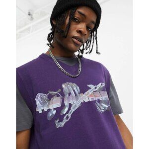 The Hundreds Mens Cosmo Knit Sweater Vest S Purple V neck Streetwear 90s Graphic